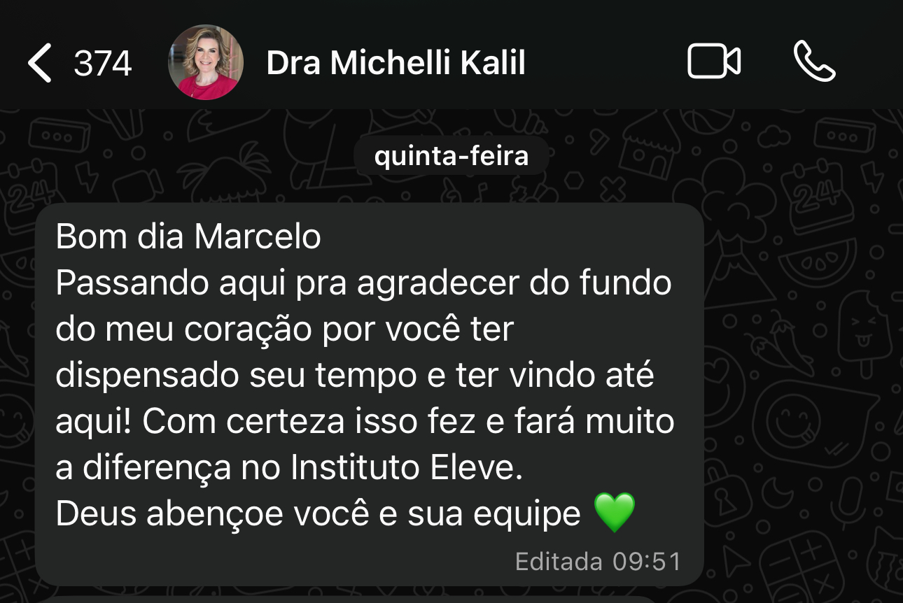 Agradecimento da Dra. Michelli Kalil