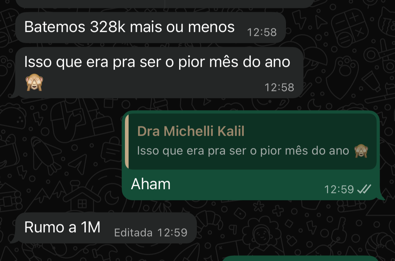 Relato de aproximadamente R$ 328 mil em um mês